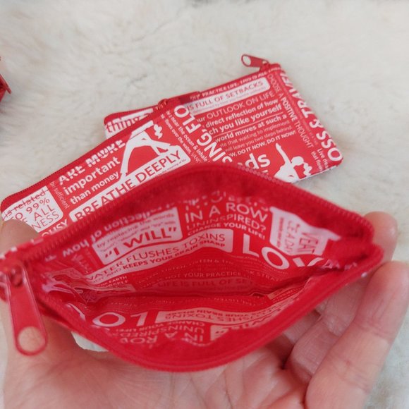 Lululemon Red Slogan Zipper Closure Coin/Card Holder Pouch - Picture 5 of 9